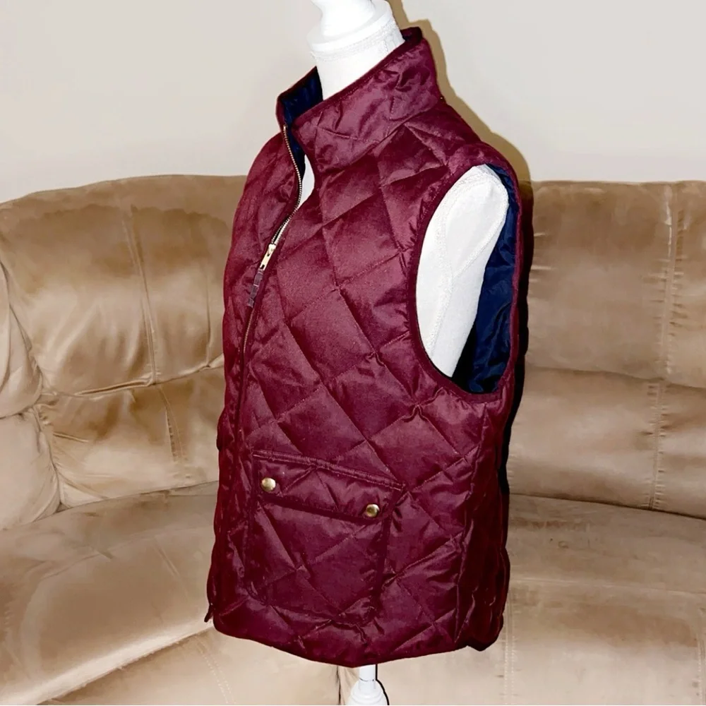 J.CREW Burgundy Diamond Quilted Vest